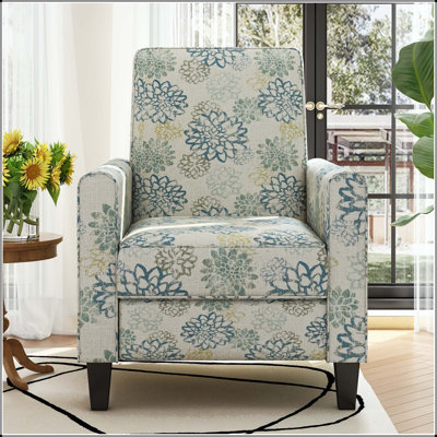 Push-Back Recliner with Three Recline Positions, Beech Wood Legs, and Footrest
