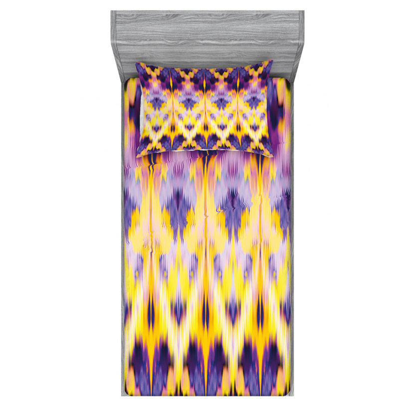 Microfiber Ikat Sheet Set, Twin XL Sheet Set with Fitted Sheet