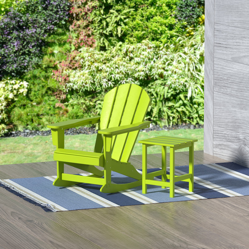 Laguna Outdoor Adirondack Chair With Table, Lime