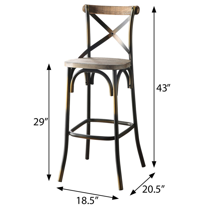 Tabouret de bar à dossier croisé en cuivre antique - Repose-pieds confortable de style rétro avec sièges