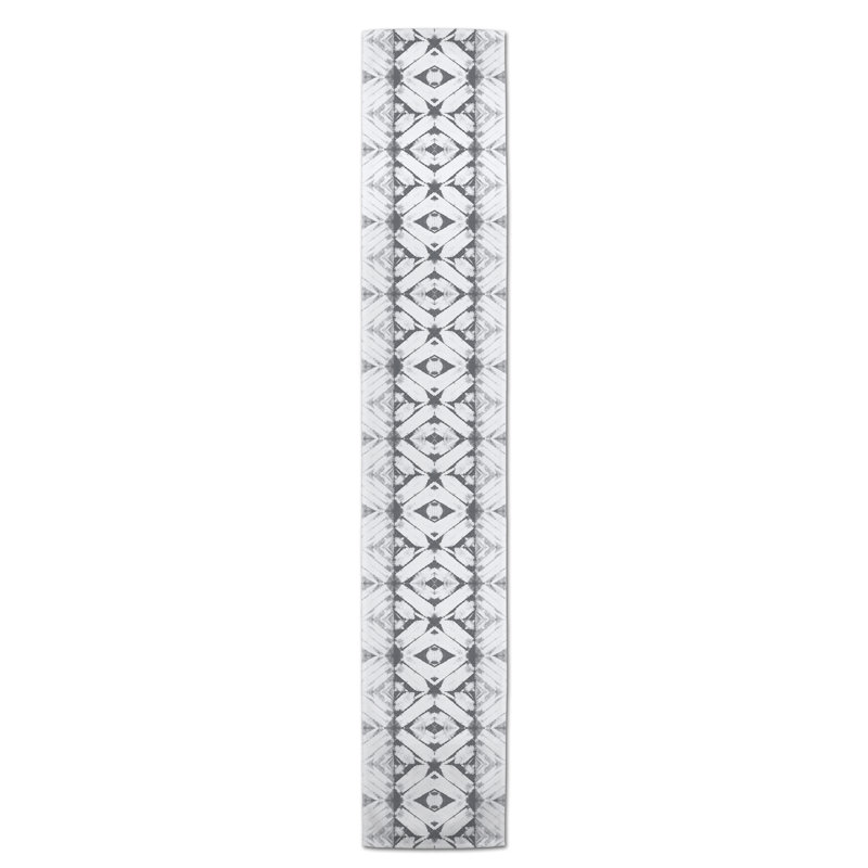 Chemin de table Maghull Diamond Shibori, Gris, 90 po x 16 po