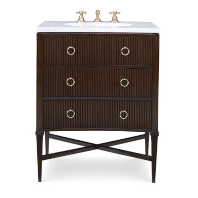Reeded 28.5'' Single Bathroom Vanity with Marble Top