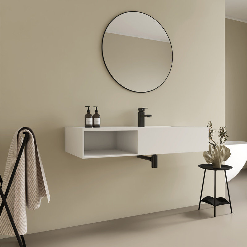 Lavabo de salle de bain mural 42 "avec trou de robinet amélioré