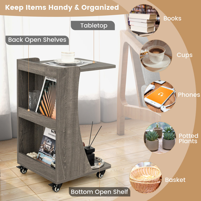 Amaad Floor Shelf End Table, Grey
