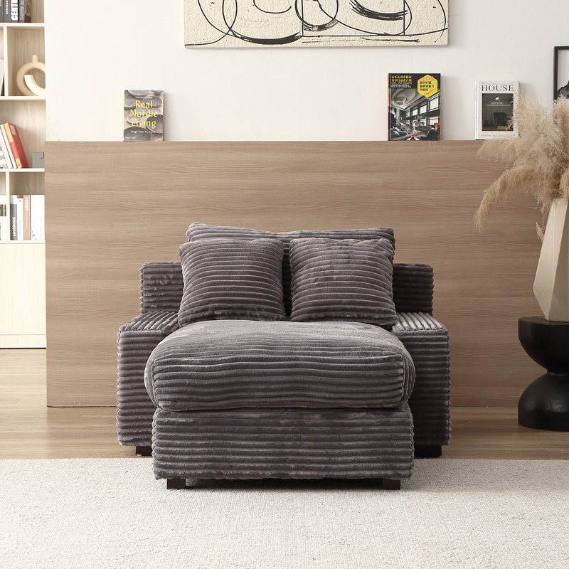 Lit de jour rembourré en tissu Rushabh, Beige