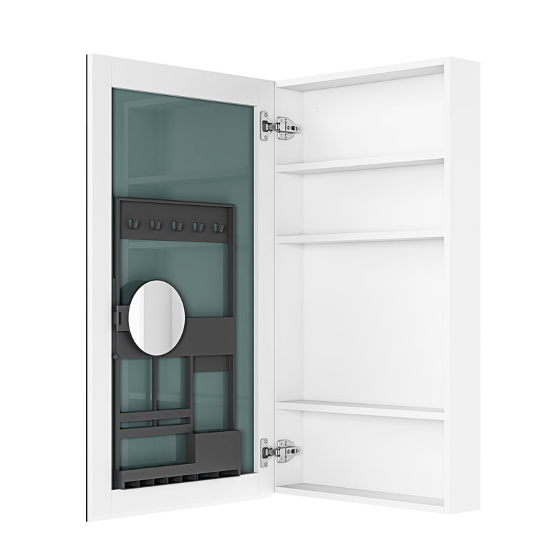 Armoire de salle de bain l 20 po x H 36 po - blanc. Porte en bois. Fixé au mur. Encastré ou en surface. Rangement du climatiseur. Apparence exquise. Aucun assemblage requis en bois d'ingénierie miroir de 20 po x 36 po. Mount.