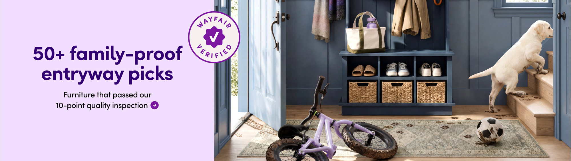 Wayfair Verified 50+ family-proof entryway picks.