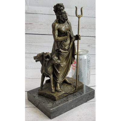 Figurine signée Phidès Hadès Pluton avec chien à 3 têtes