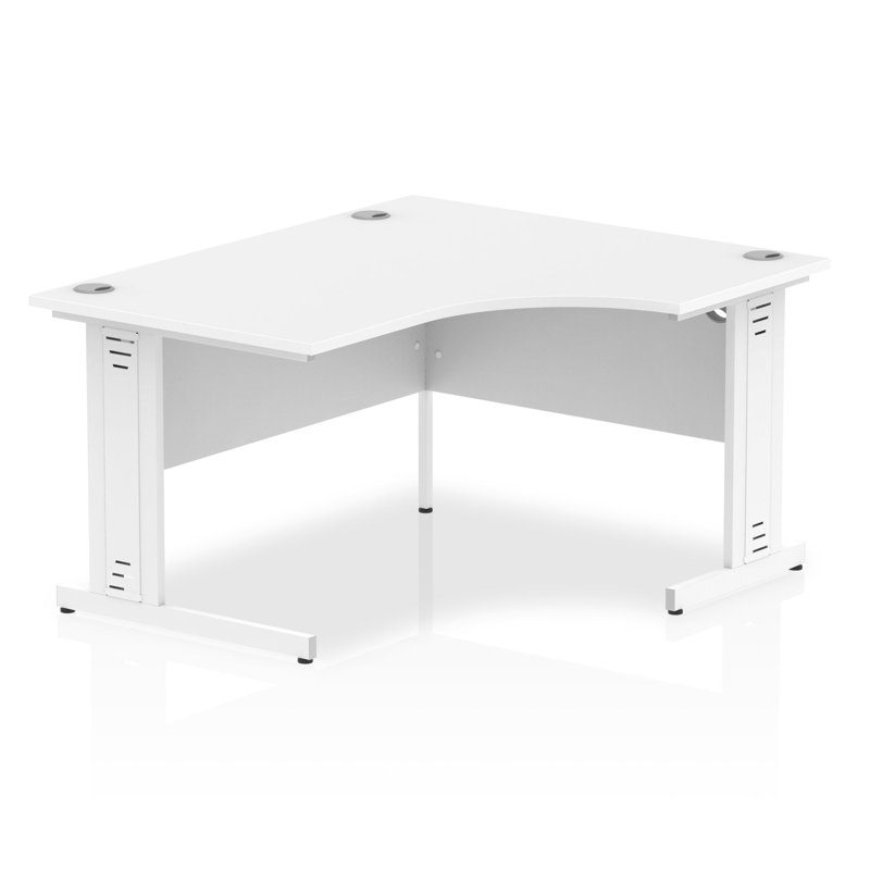 Impulse L-Shaped Metal Base Computer Desk, White