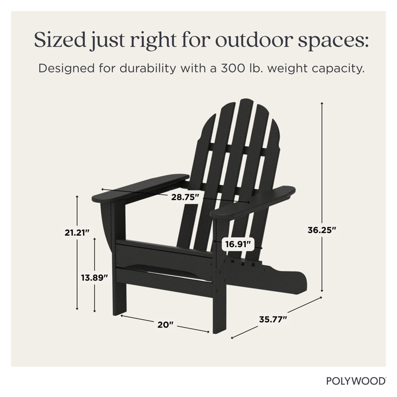 Chaise Adirondack classique POLYWOOD, Noir