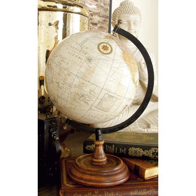 Mango Wood Educational/Geographic Earth Brown Globe with Wood Base