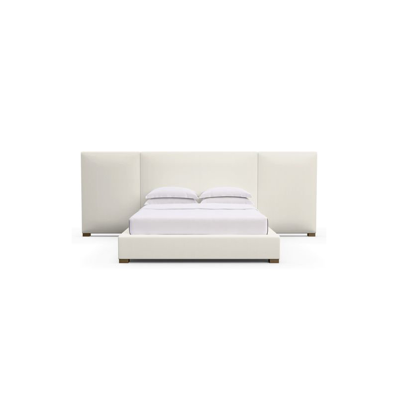 Prospect Upholstered Bed, Weathered, Box Weave Linen Black Jack, Queen