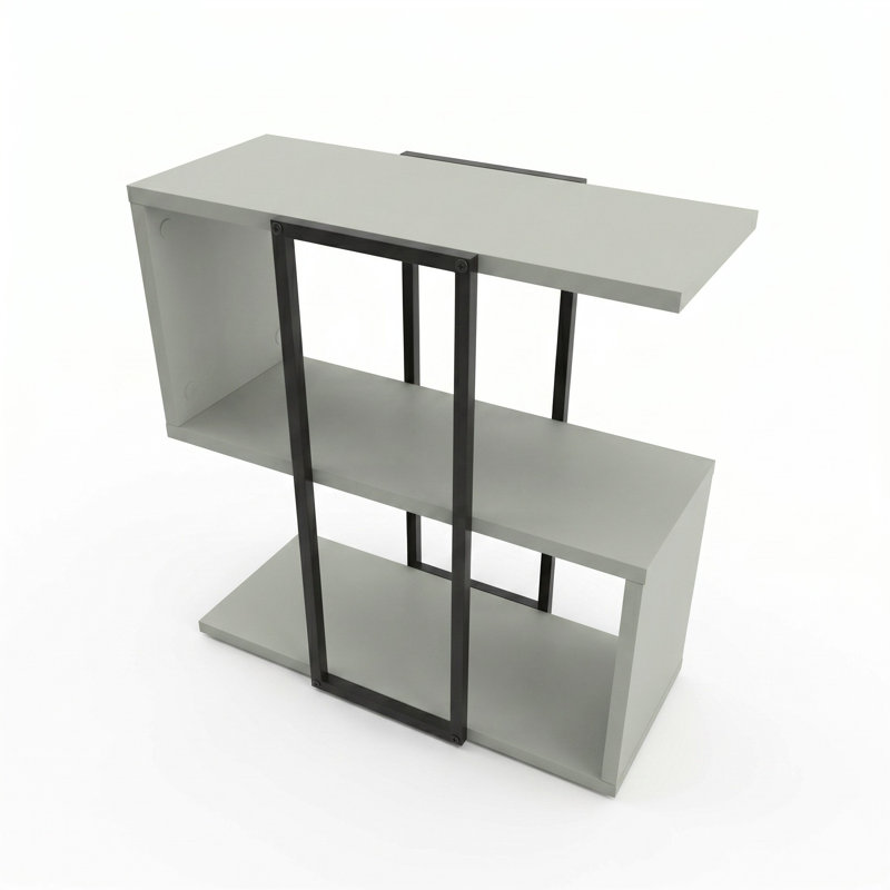  Homia Small Side Table with Metal Frame and Open Shelf 56 x 25 x 56.5 cm, Ash Green