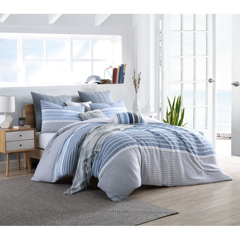 Ensemble de housse de couette 100% coton Swift Home, Housse de couette simple + 1 taie décorative stan, Bleu