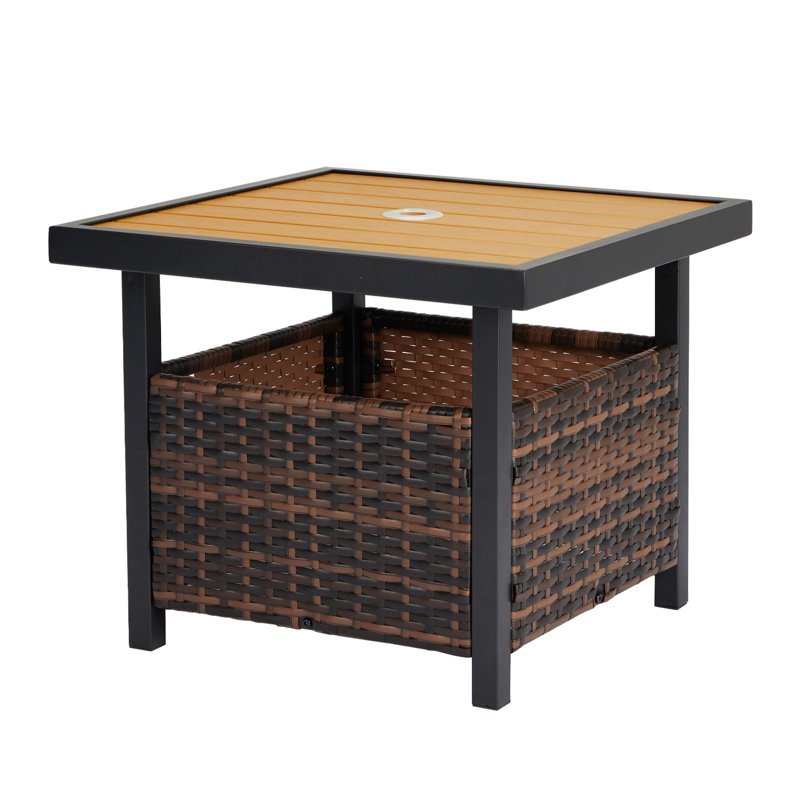 Edu Square Steel Outdoor Side Table, Brown