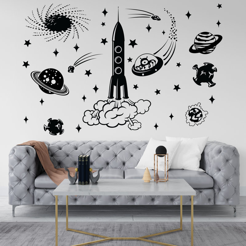 Adhésif décoratif espace, étoiles, étoiles, Beige, H 22 po x l 34 po