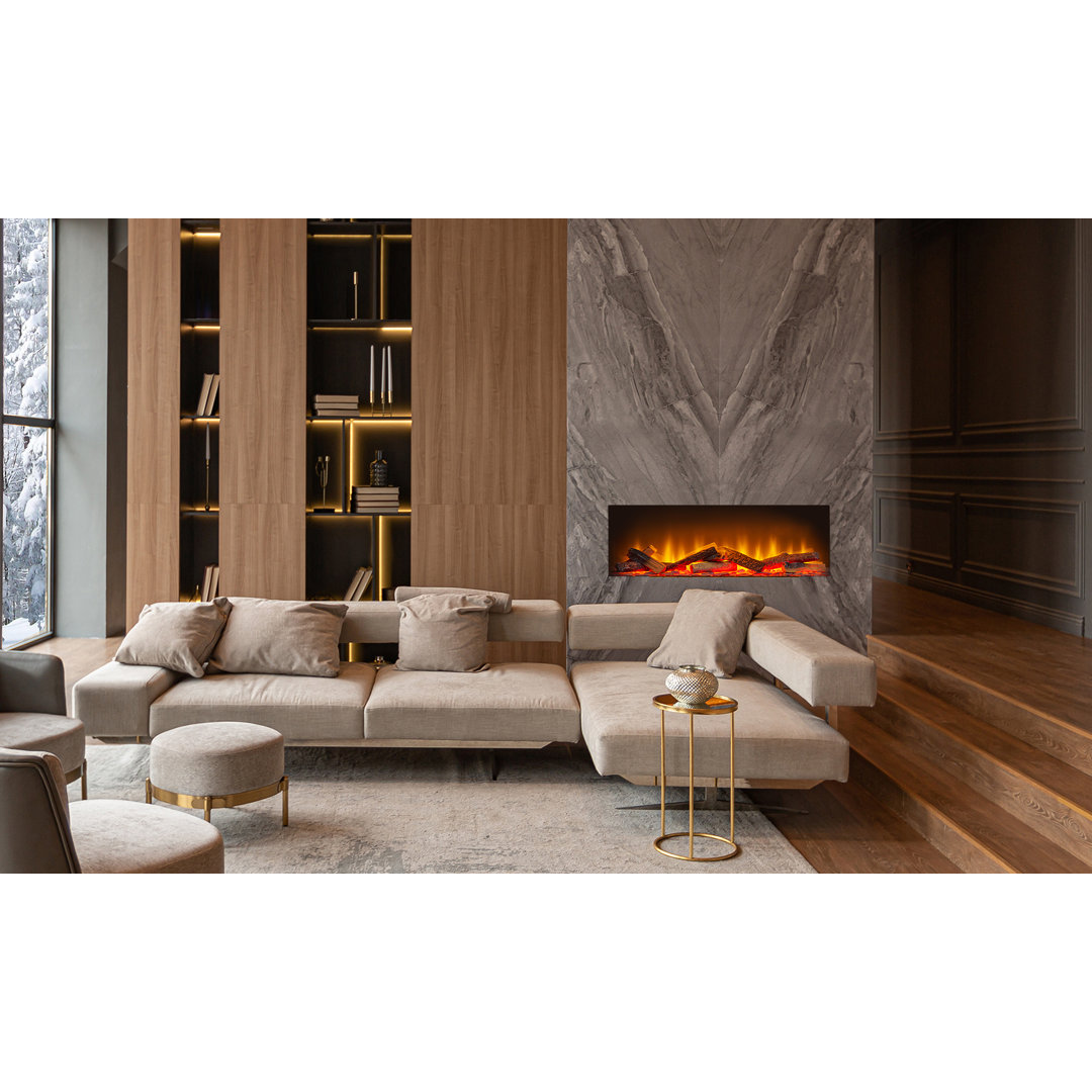 Adelynn Belfry Heating Black Electric Fireplace with 6824 BTU