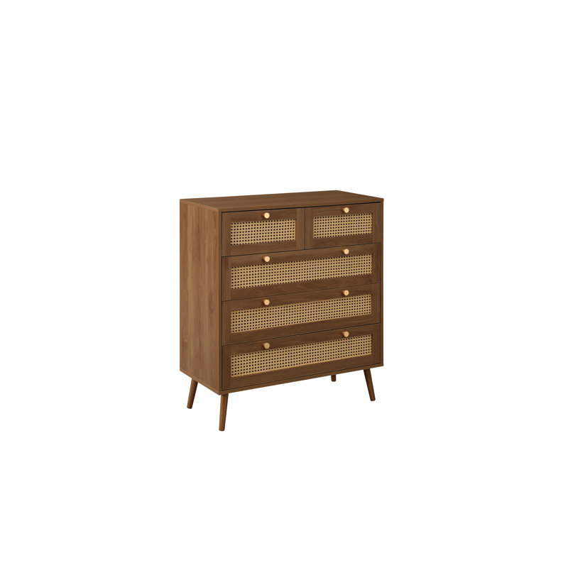 Noemi 85cm W 5 - Drawer Chest of Drawers, Walnut