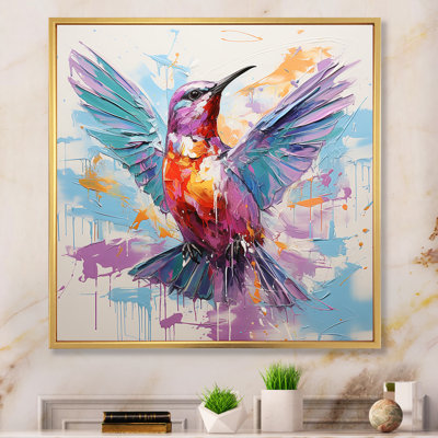 Bleu et mauve vibrant colibri - Art mural colibri