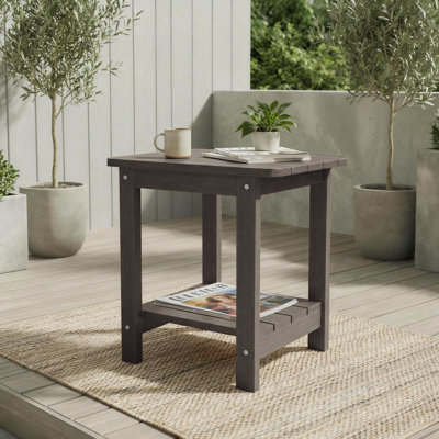 Table d'appoint rectangulaire pour l'extérieur, table d'appoint pour patio à 2 niveaux en PEHD, petite table de bout Adirondack pour la pelouse du jardin