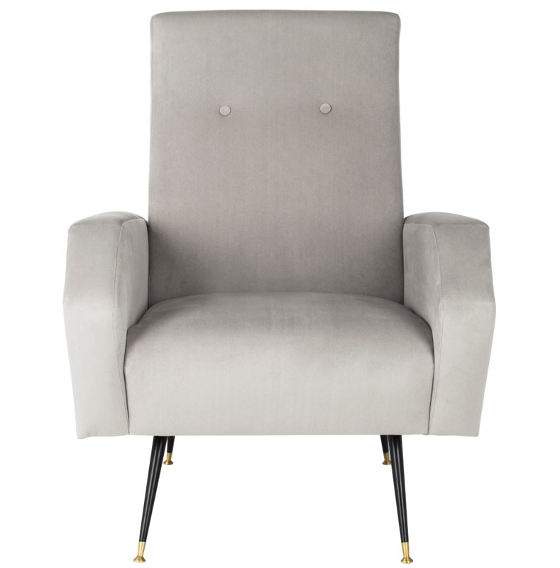 Fauteuil 27,5 po en velours capitonné, Velours gris
