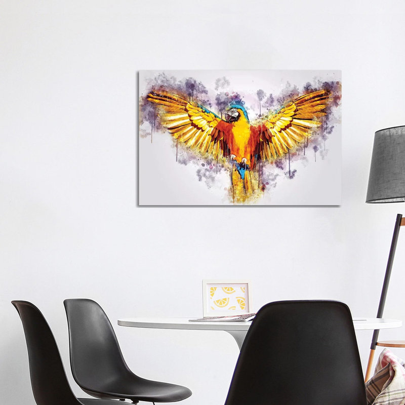 Yellow Parrot by Cornel Vlad - Wrapped Canvas Painting, 101.6 cm H x 66.04 cm W