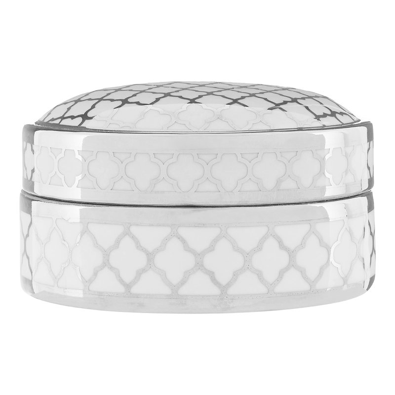 Lucrezia Ceramic Decorative Box, 8cm H x 16cm W x 16cm D