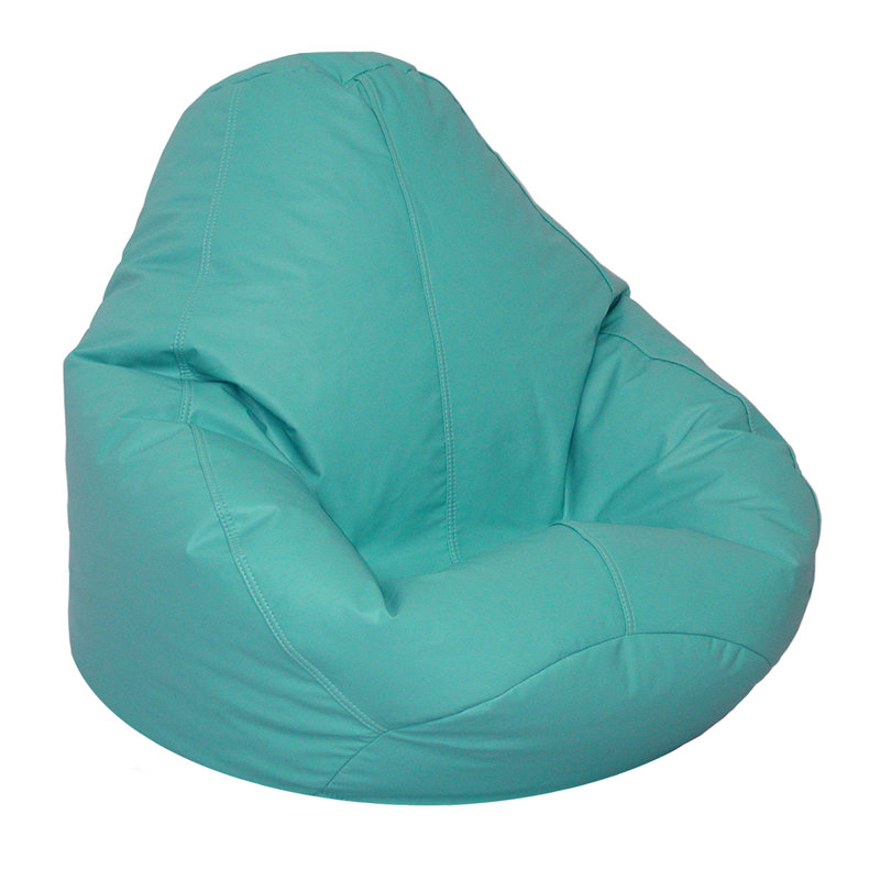 Faux Leather Bean Bag Chair & Lounger, Aqua Faux Leather
