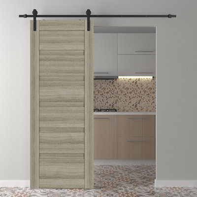 Porte de grange coulissante en composite et quincaillerie en verre givré 30 po x 84 po avec quincaillerie Louver