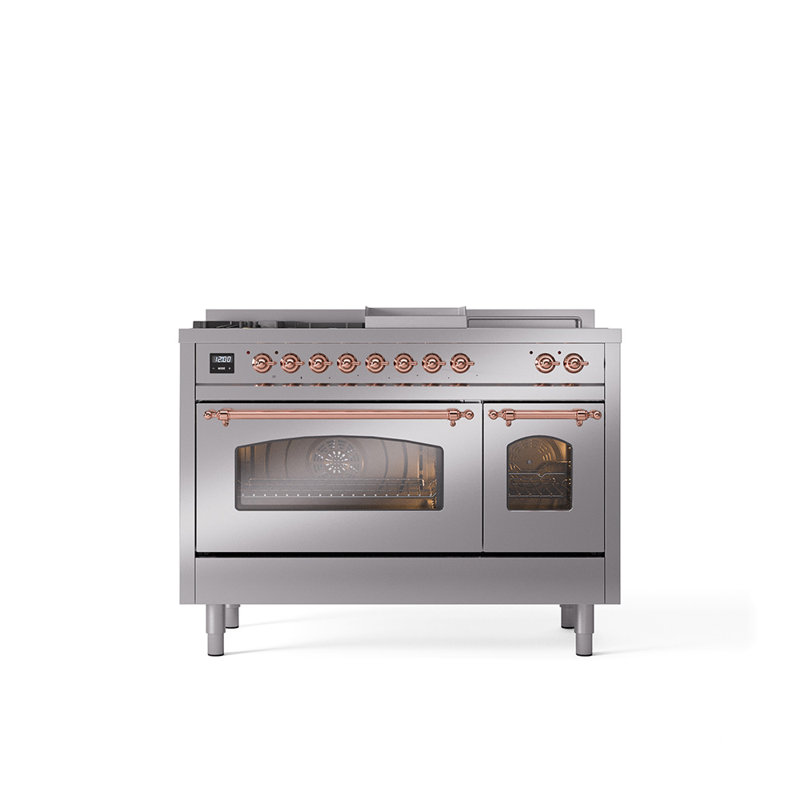 ILVE Nostalgie II 48 Dual Fuel Range, Blue/Gray/Copper, Liquid Propane