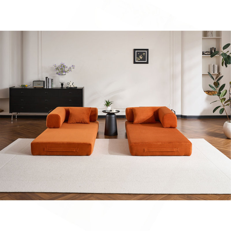 Canapé-lit convertible avec coussin cylindrique, canapé-lit pliant en velours côtelé avec structure de forme fixe, canapé-lit de salon pour chambre à coucher
