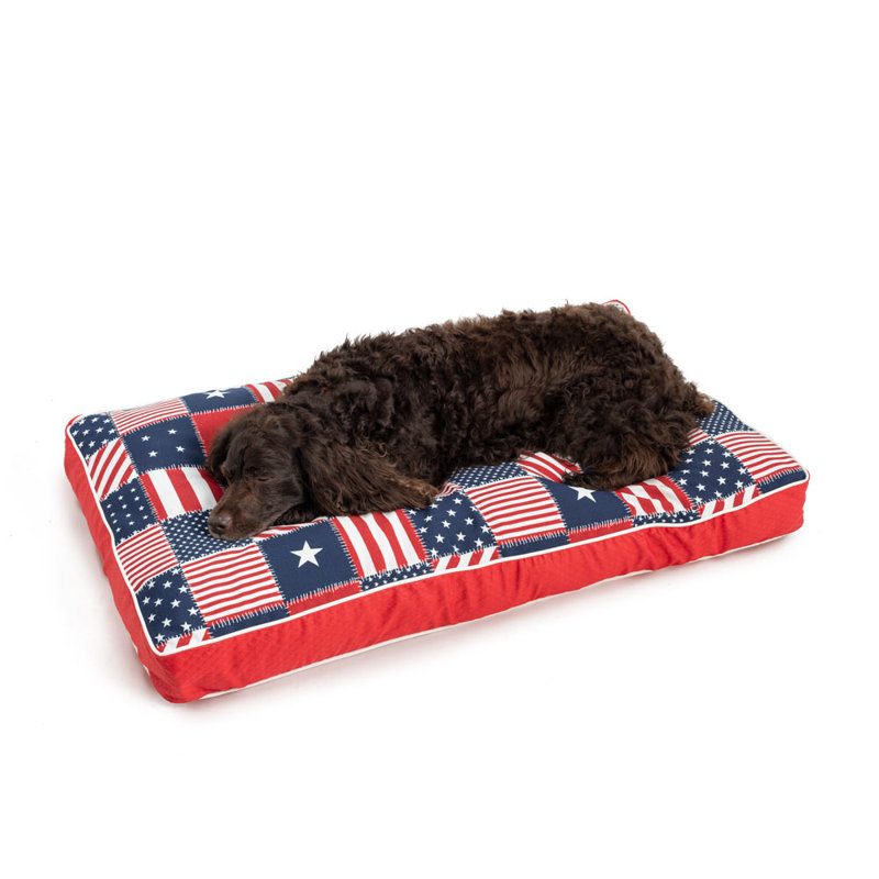 Patriotic Patchwork Red Blue White Outdoor Dog Bed