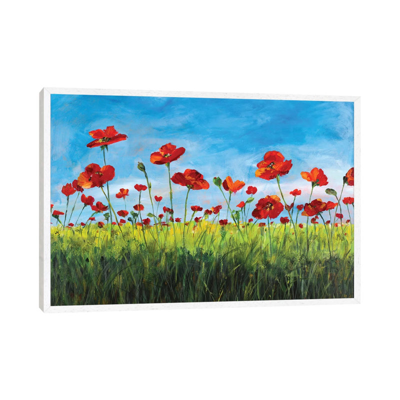 Wild Poppies by Julie Derice - Floater Frame Print on Canvas, 152.5 cm H x 101.5 cm W, White Framed