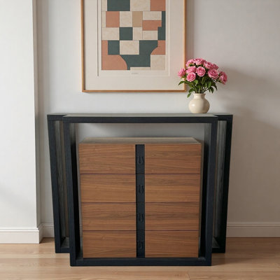 Console d'entrée en bois massif de style Mid-Century