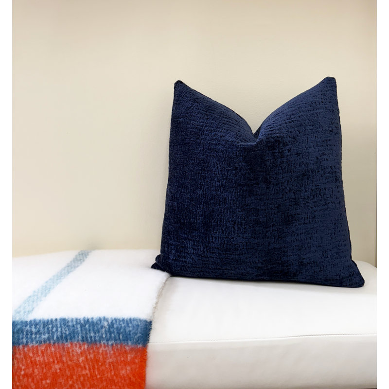 Solid Chenille Throw Pillow Cover, 22" H x 22" W 2, Blue