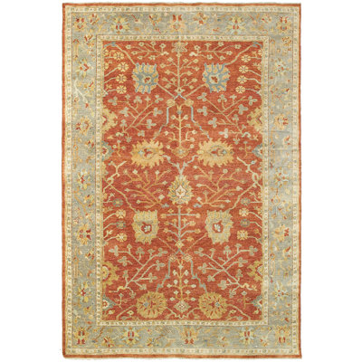 Tapis oriental en laine noué à la main gris rouille