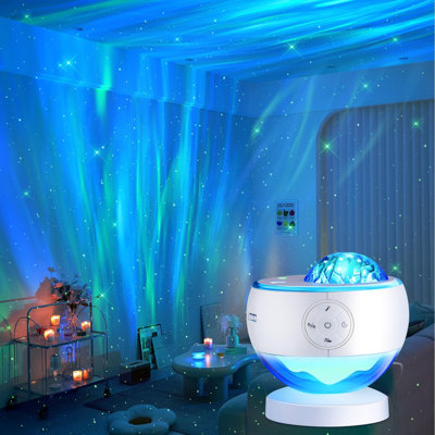 Projecteur Galaxy Sound Machine Aurora Veilleuse Projecteur avec 30 sons, 16 couleurs d'étoiles et d'aurores boréales, haut-parleur Bluetooth, télécommande et minuterie, cadeau pour ados, lumières DEL d'ambiance sensorielles pour l'autisme