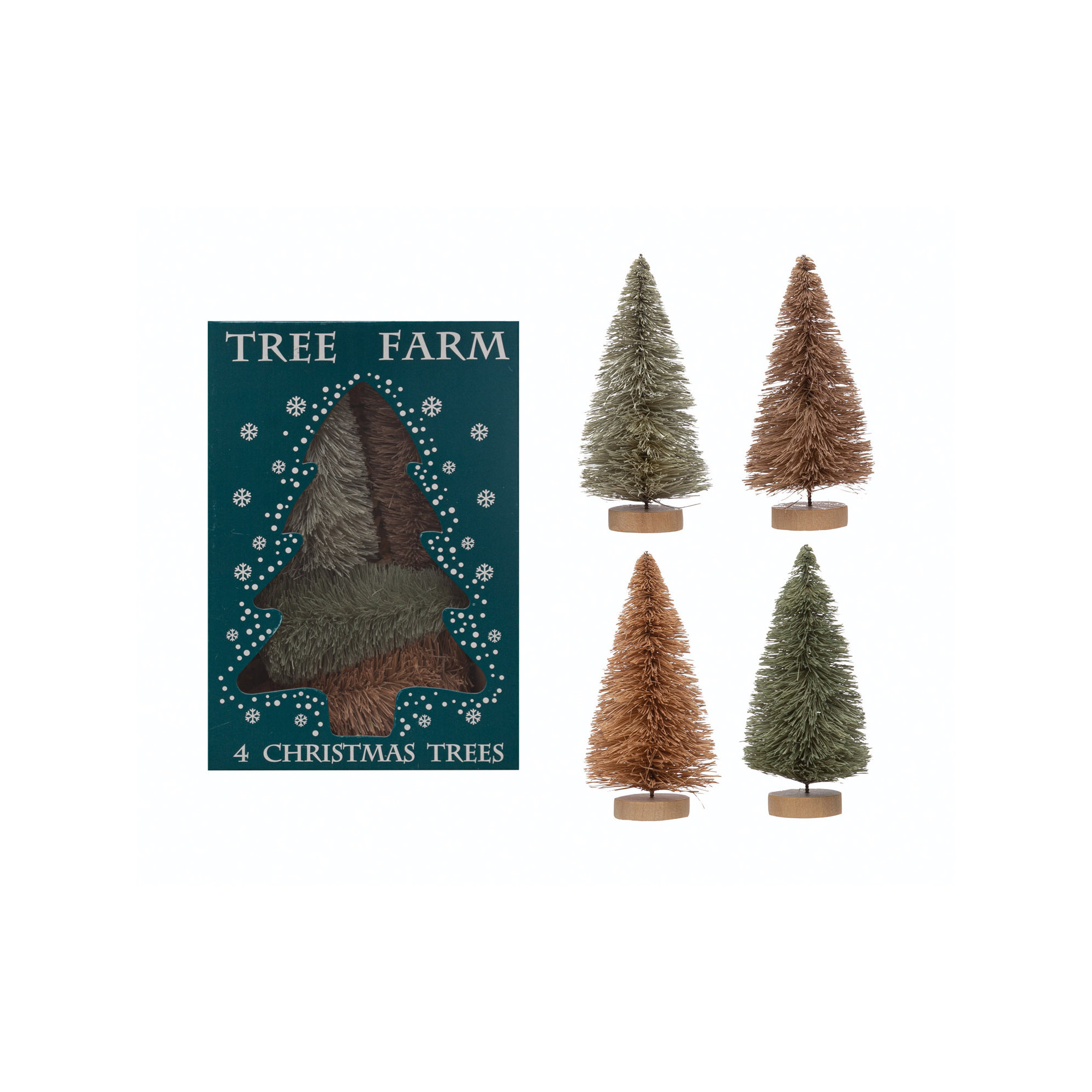 Sisal Bottle Brush Trees with Wood Base