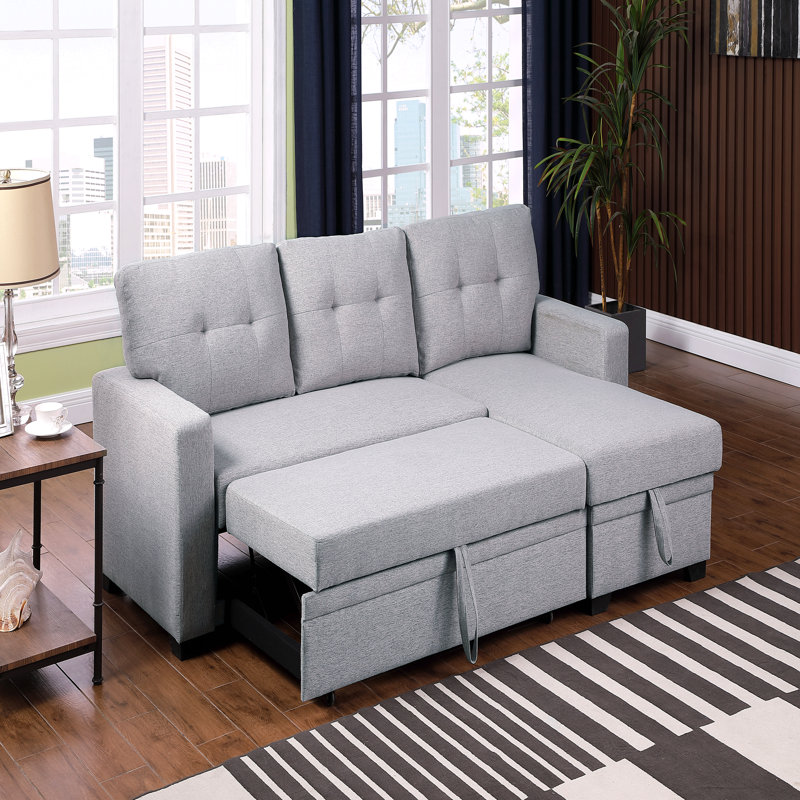 Canapé modulaire rembourré avec méridienne, Gris clair