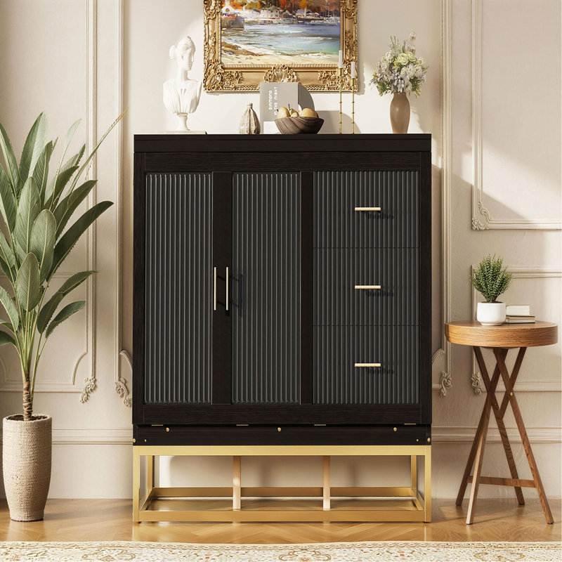 Grand lit escamotable Murphy avec portes en bois, faux tiroirs, pieds en métal, espresso, Espresso