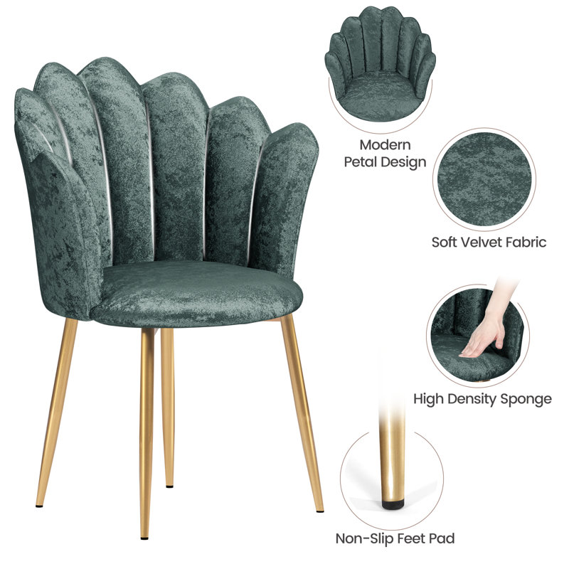 Upholstered Swivel Side Chair, Green Velvet