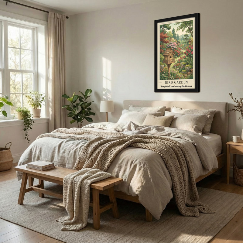 Landscape & Nature Bird Garden Nest Among Blooms, 24" H x 16" W