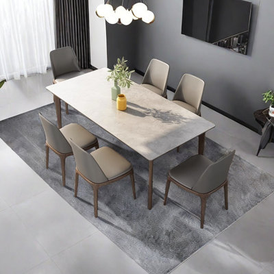 Rock Slab Solid Wood Dining Table
