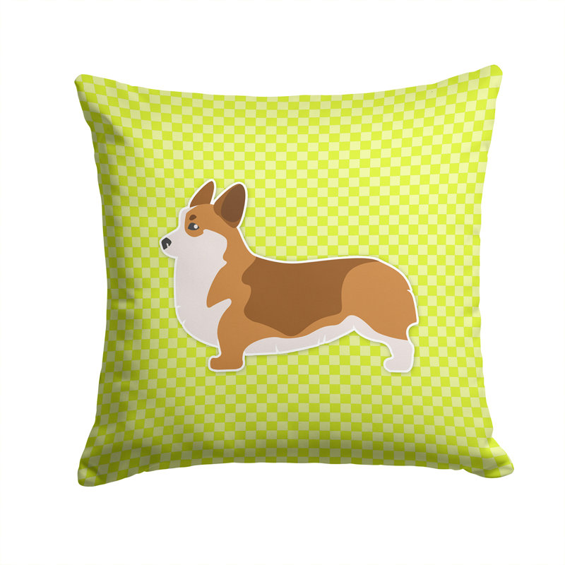 Coussin décoratif intérieur/extérieur corgi, H 14 po x l 14 po x P 3 po, Vert