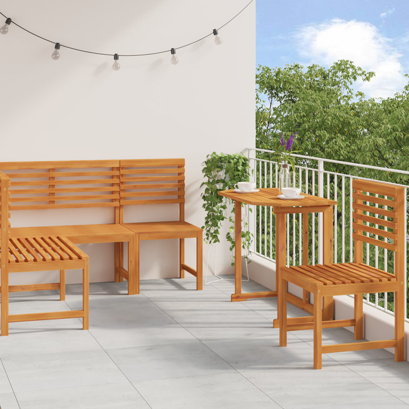 3 - Person Wood Patio Dining Set with Rectangular Table