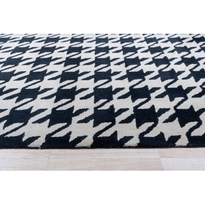 Floral Black and White Hand-Tufted Wool Contemporary Area Rug , Elegant and Stylish Rug for Living Room, Bedroom, or Office Décor
