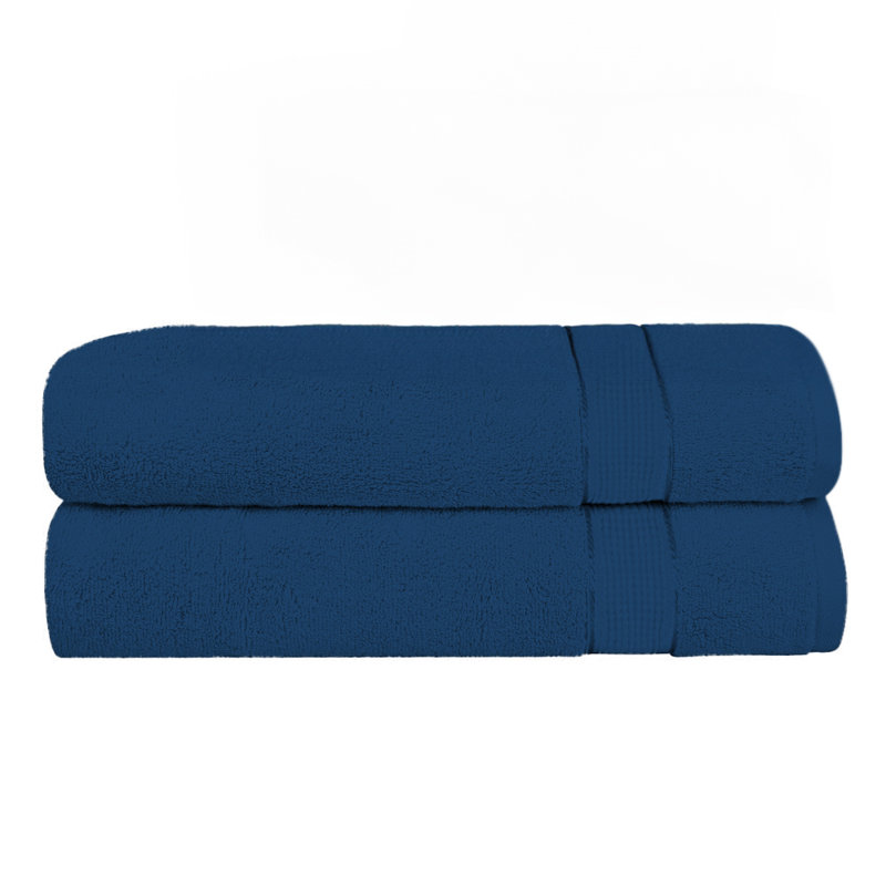 Serviette de bain luxueuse en coton 2 pièces Ringspun | 600 g / m² | 27 po x 54 po, Bleu