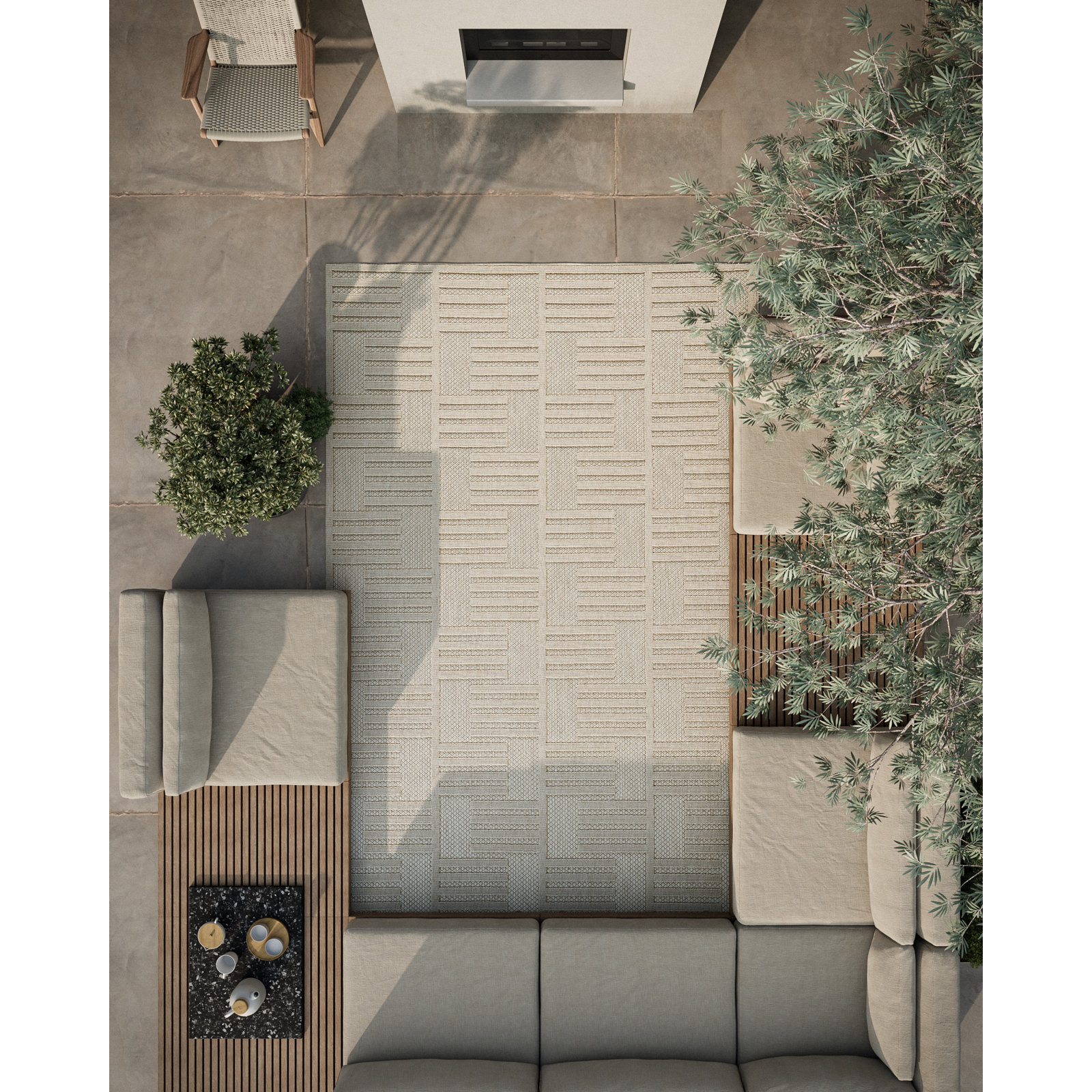 Trilby Beige Indoor/Outdoor Rug, Rectangle 5'3" x 7'6"