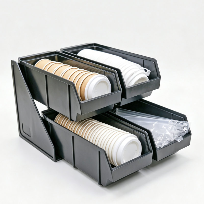 FixtureDisplays® Distributeur de gobelets à couvercles à 4 emplacements pour comptoir, 30,5 x 40,6 x 22,9 cm, support pour boissons de bar 4E7913515E8741AD8B5B424C876B9F33