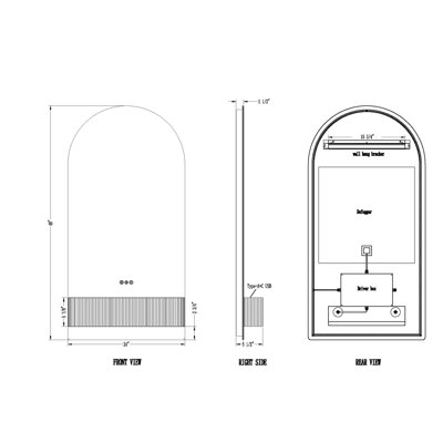 Erabel, Mirror, 24"X48", Onyx White, White Resin, Arch